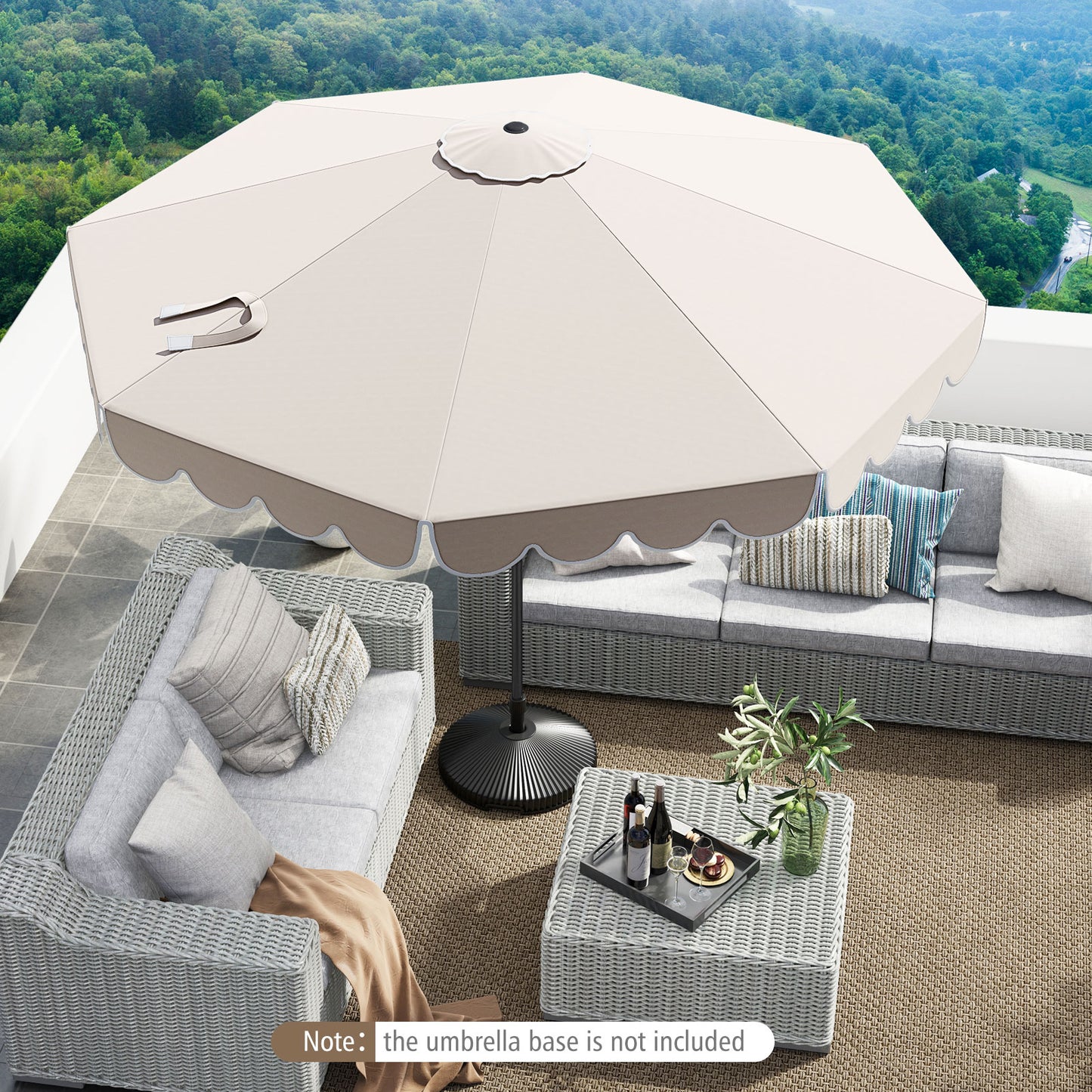 10 Feet Patio Umbrella Outdoor Market Umbrella with Crank Tilt Adjustment-Beige