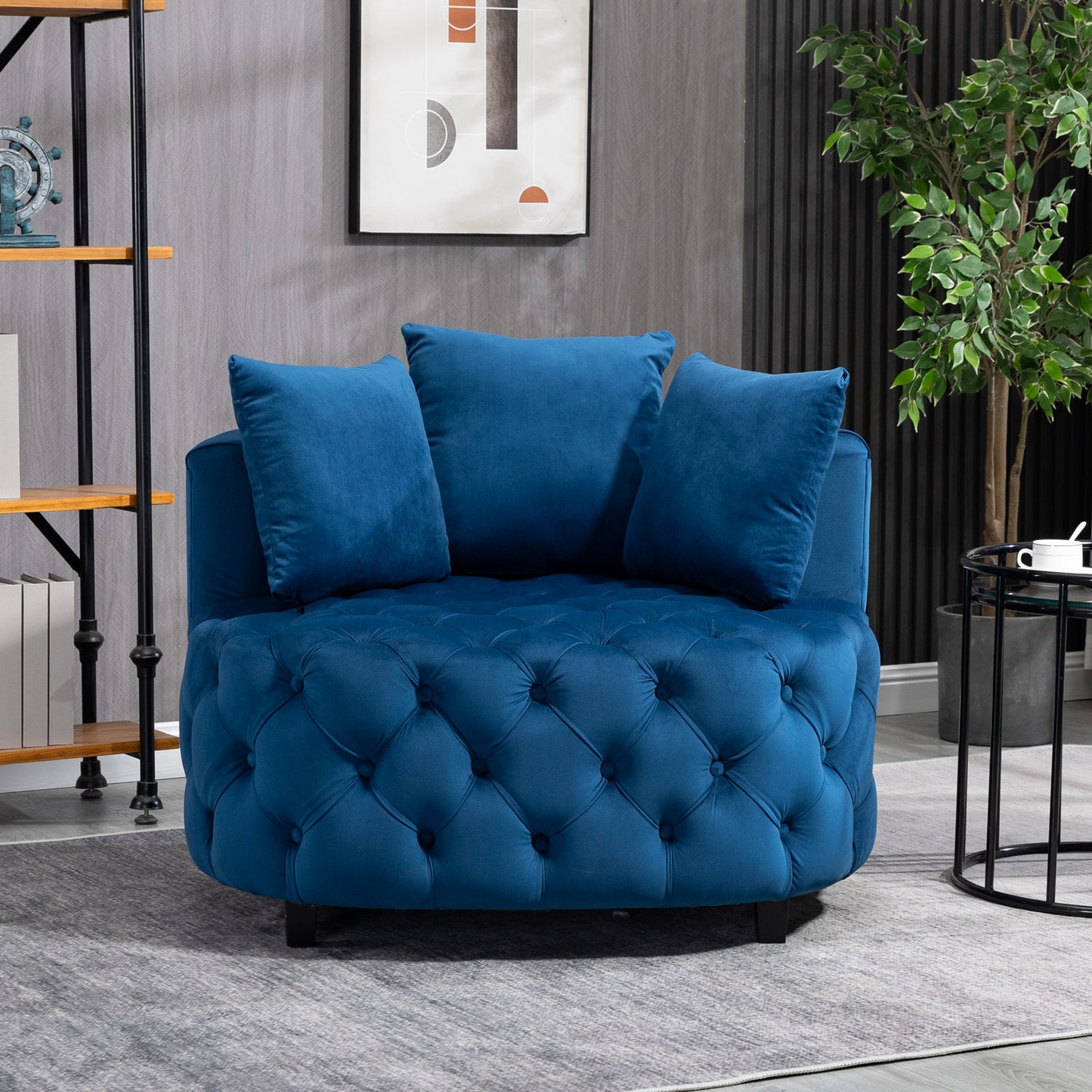 Furniture,Accent Chair / Classical Barrel Chair for living room / Modern Leisure Sofa Chair (Blue)