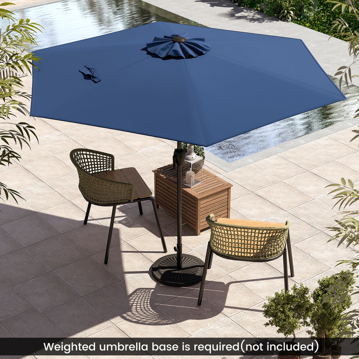 7.5 feet Outdoor Patio Heavy Duty Market Umbrella with Push Button Tilt-Navy