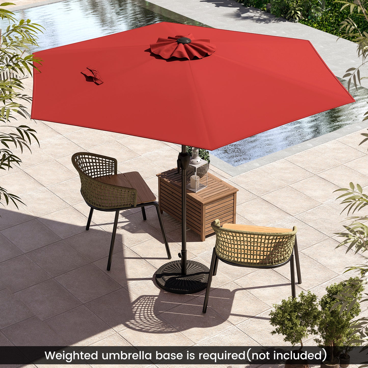 7.5 feet Outdoor Patio Heavy Duty Market Umbrella with Push Button Tilt-Burgundy