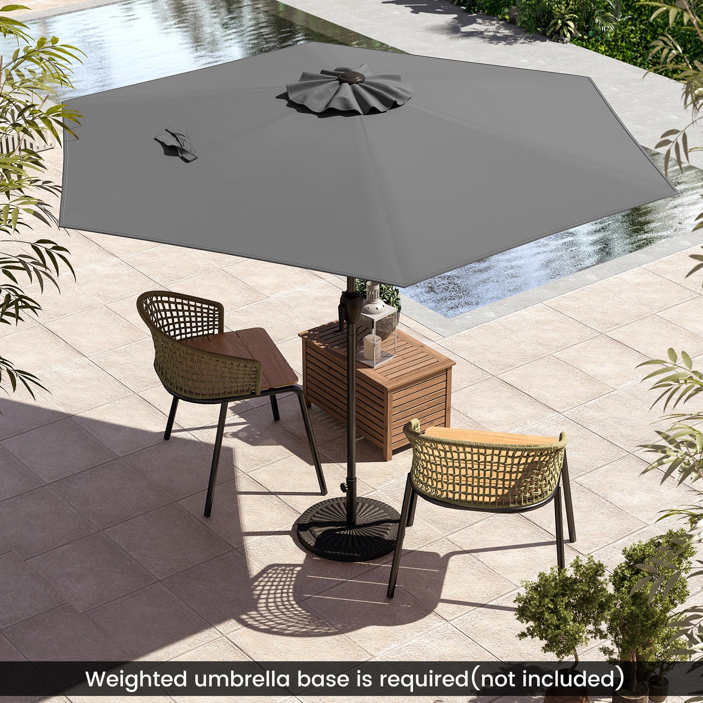 7.5 feet Outdoor Patio Heavy Duty Market Umbrella with Push Button Tilt-Gray