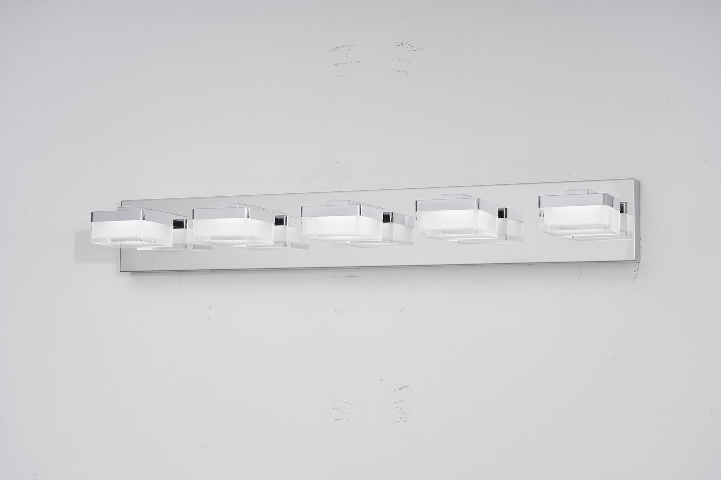 Modern Chrome LED Vanity Light, 5-Lights Wall Sconce for Bathroom and Mirror, Sleek Minimalist Design, Energy-Efficient, Easy to Install