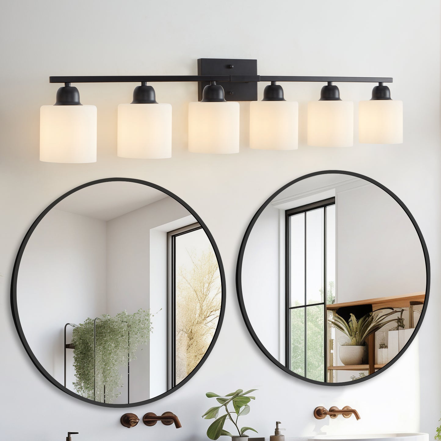 6-Light Black Vanity Lights, 38'' Modern Bathroom Vanity Lighting Fixtures for Mirror, Matte Bathroom Lighting Fixtures, Black Wall Sconces for Bedroom Living Room