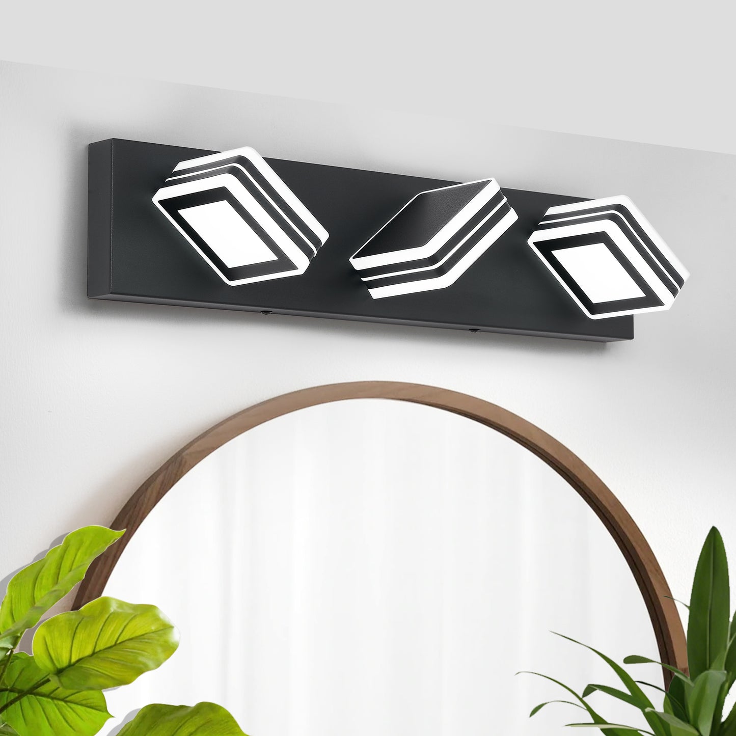 Matte Black Vanity Light Fixtures 3 Lights Up and Down LED Modern Bathroom Vanity Lights Over Mirror Acrylic Black Bath Wall Lighting