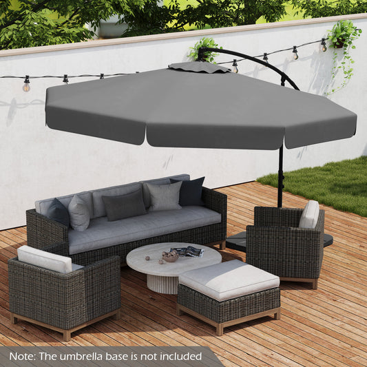 10 Feet Patio Cantilever Umbrella with Cover Tilt Adjustment and Ruffled Edge-Gray