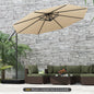 10 Feet Offset Hanging Umbrella with Base and Infinite Tilt-Beige