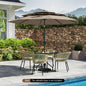 10 Feet Solar Patio Umbrella with 32 LED Lights 3-Tier Vented Top-Taupe