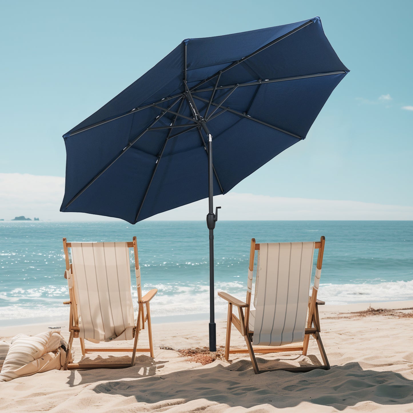 10 ft 3-tier Vented Patio Umbrella with Push Button Tilt-Navy