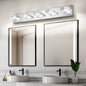 31" Modern Chrome 5-Light LED Vanity Light, Square Acrylic Lampshades Wall Mount Fixture for Bathroom, Mirror Lighting