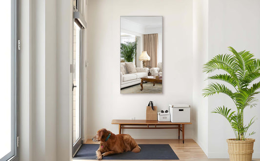 55x30 Oversized Modern Rectangle Bathroom Mirror with Silver Frame Decorative Large Wall Mirrors for Bathroom Living Room Bedroom Vertical or Horizontal Wall Mounted mirror with Aluminum Frame