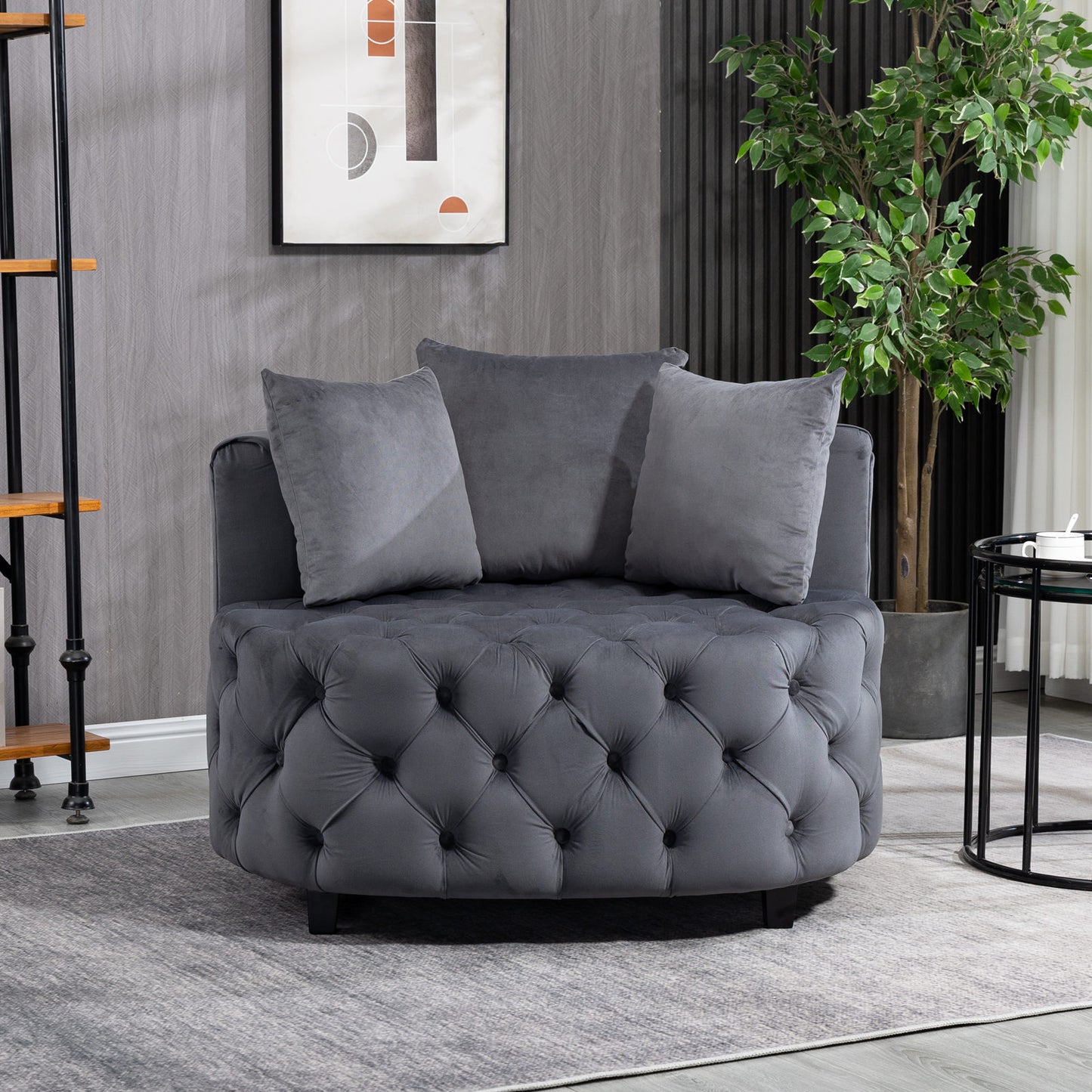 Furniture,Accent Chair / Classical Barrel Chair for living room / Modern Leisure Chair (Grey)