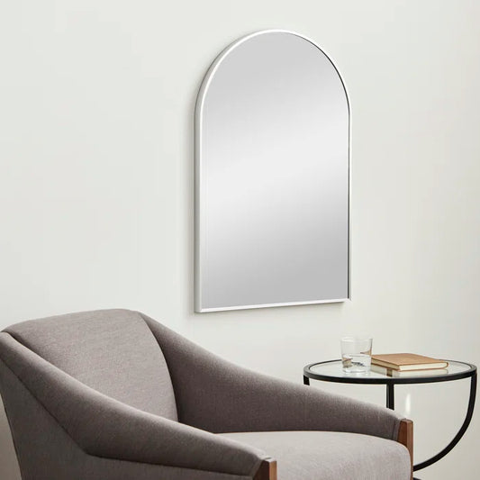 24x36 Inch Silver Metal Framed Arched Bathrrom Mirror for Wall.(W2203134098)