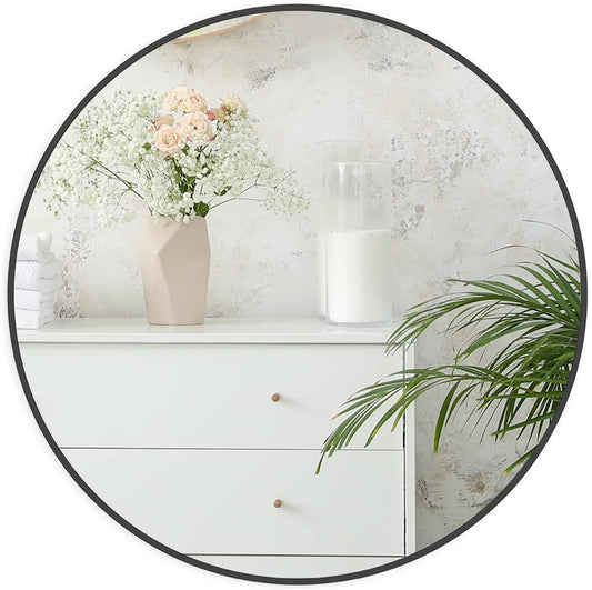 30 Inch Black Metal Framed Round Bathrrom Mirror for Wall.(W2203P182013)