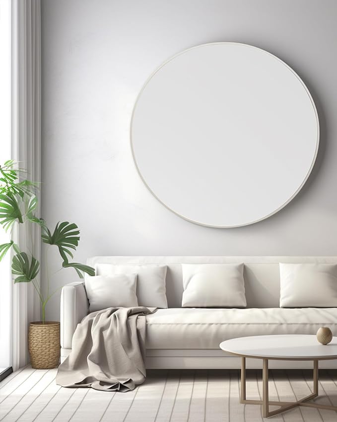 42 Inch Silver Metal Framed Round Bathrrom Mirror for Wall.(W2203P156440)