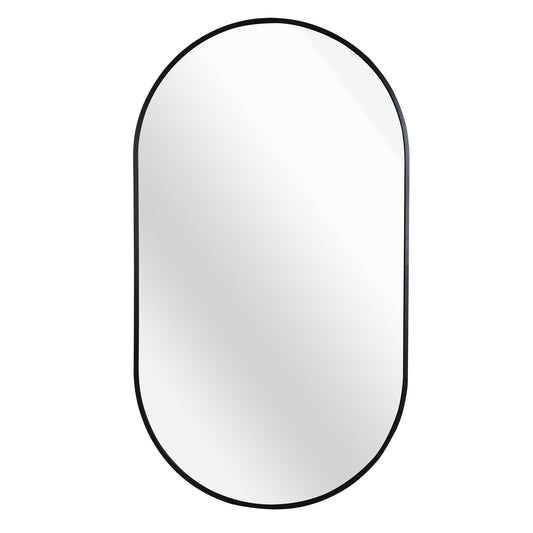 Black 20 x 33 Inch Metal Oval  Mirror