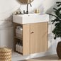 21.6 inch Modern Floating Bathroom Vanity with Ceramic Basin - Perfect for Small Bathrooms, Left side storage