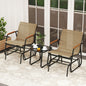 3-Piece Outdoor Glider Bistro Set with Tempered Glass Top and Metal Frame-Coffee