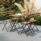 5 Piece Patio Acacia Wood Dining Set with 4 Folding Chairs-Brown