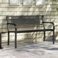 50 Inches Garden Bench with Patterned Backrest and Curved Armrests-Black