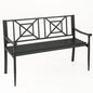 51 Inch Metal Bench with Curved Armrests for 2-3 People-Black