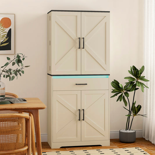 Modern Wooden Cabinet with Sturdy Frame for Living Room, Entryway, Bedroom, Hallway, Office, with LEDs,with Drawer
