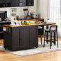 74.8" Kitchen Island with Extendable Dining Table, Kitchen Storage Cart with 3 Drawers, Power Outlet, Rolling Kitchen Island on Wheels with Spice Rack and 2 Door Cabinet, for Kitchen, Black