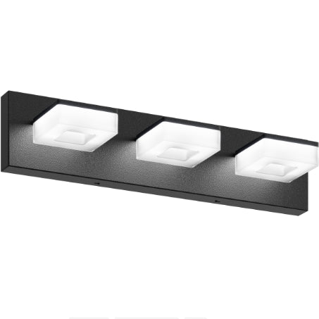 LED Modern Bathroom Vanity Light Fixtures (3-Light, 20-Inch), Matte Black Modern Acrylic Bathroom Wall Lighting Fixtures Over Mirror (Cool White 6000K)
