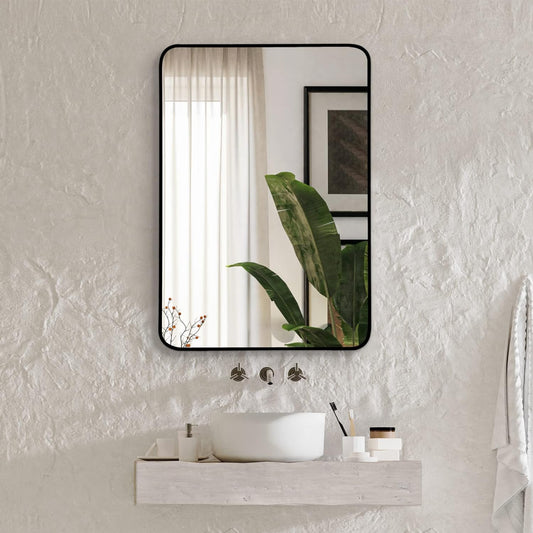 22x30 Inch Black Metal Framed Rectangular Bathrrom Mirror for Wall.(W2203135005)