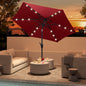 7.5 Feet Solar Powered Patio Umbrella with LED Lights and Crank Handle-Burgundy