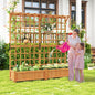 71 Inches Large Wooden Planter Container with Trellis and Hanging Roof-Orange