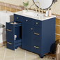 36" Bathroom Vanity with Ceramic Sink, Blue, Solid Wood Frame, Soft Close Doors, Adjustable Shelves, 3 Drawers,Including Double-Depth Drawer for Hairdryer Storage