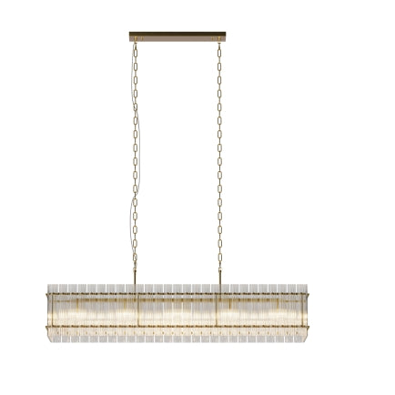 Modern Rectangular Crystal Glass Chandelier, 10-Lights Glod Chandelier Lighting Contemporary Pendant Ceiling Light Fixture for Dining Room Living Room Kitchen Island