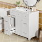 36" Bathroom Vanity with Ceramic Sink, White, Solid Wood Frame, Soft Close Doors, Adjustable Shelves, 3 Drawers ,Including Double-Depth Drawer for Hairdryer Storage