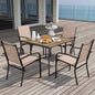 Outdoor Dining Chairs Set of 4 with High Back and Metal Frame-Light Brown