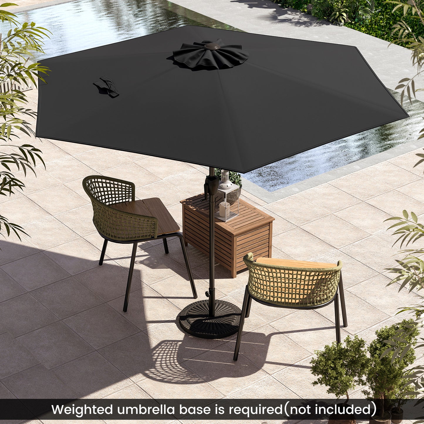 7.5 feet Outdoor Patio Heavy Duty Market Umbrella with Push Button Tilt-Black