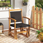Patio Rattan Glider Chair with Acacia Wood Frame and Wicker Seat Back
