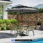 10 Feet Solar Patio Umbrella with 32 LED Lights 3-Tier Vented Top-Gray