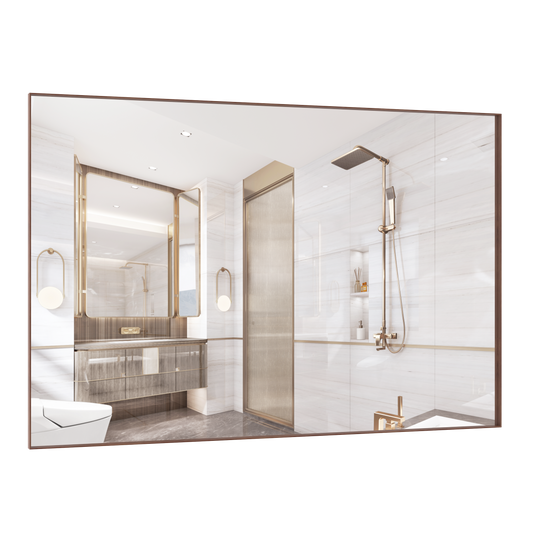 Oversized Bathroom Mirror with Removable Tray Wall Mount Mirror,Vertical Horizontal Hanging Aluminum Framed Wall Mirror ,Full Body Mirror for Bedroom Living Room,Yellow+Coral,72x48 Inches