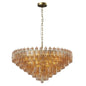 37" Extra Large Chandelier, 14-Light Gold Modern Round Chandelier for Living Room, Tiered Smoke Blown Glass Brass Chandeliers, Hanging Light Fixture for Bedroom, Dining Room, Foyer, Entryway