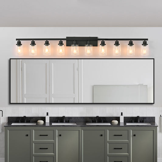 10 Light Bathroom Vanity Lights Over Mirror, 65.4inch Black Vanity Lights Fixtures Matte Black Modern Vanity Lights Black Bathroom Wall Lighting for Mirror Bedroom,Living Room
