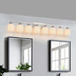 8-Light Bathroom Light Fixtures, 52inch Nickel Vanity Light with Milky White Glass Shade, Modern Bathroom Wall Lights Over Mirror, Farmhouse Wall Sconces Lighting for Bedroom Living Room