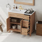 36" Wood Bathroom Vanity with Solid Wood Frame, 2 Soft Close Doors, 3 Soft Close Drawers, Adjustable Shelf, Modern Storage Cabinet for Small Bathrooms