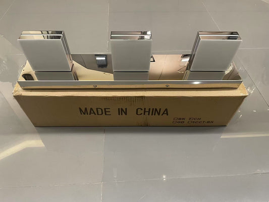 Modern Chrome LED Vanity Light, 3-Lights Wall Sconce for Bathroom and Mirror, Sleek Minimalist Design, Energy-Efficient, Easy to Install