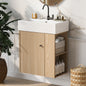 21.6" Modern Floating Bathroom Vanity with Ceramic Basin - Perfect for Small Bathrooms, Right side storage