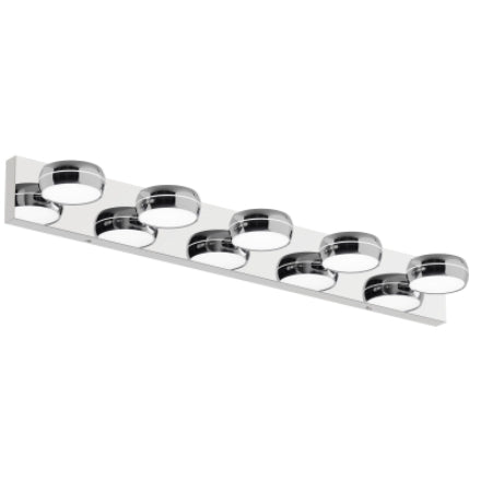 LED Vanity Lights 35in Bathroom Lights Fixtures over Mirror 5 Light LED Lighting Fixture for Bathroom 18W Mirror Lighting Fixture Modern Bath Light Bar Chrome Bath